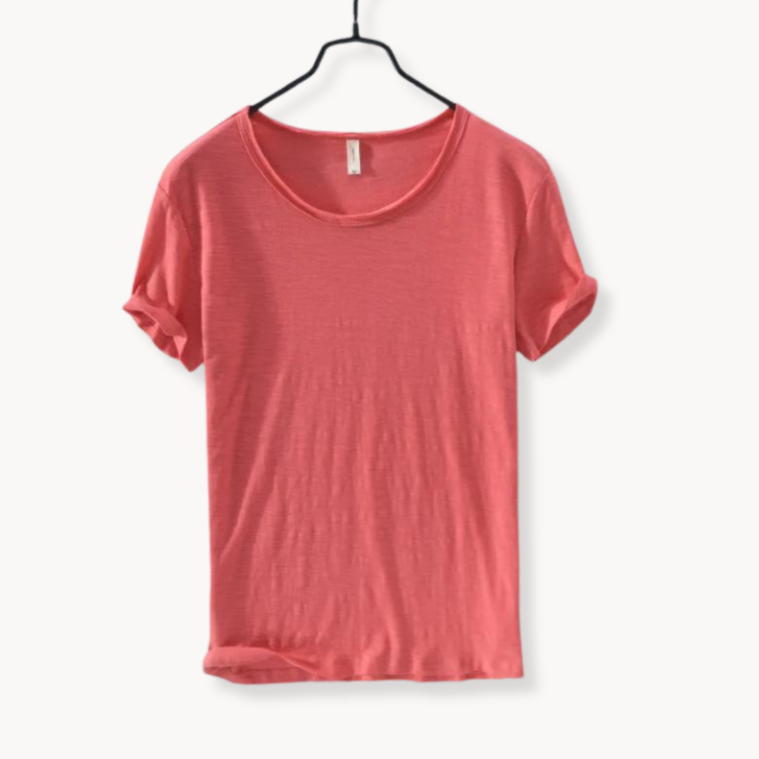 Levoire | Chemise En Coton Manches Courtes Col Rond Élégance Quotidienne Rot