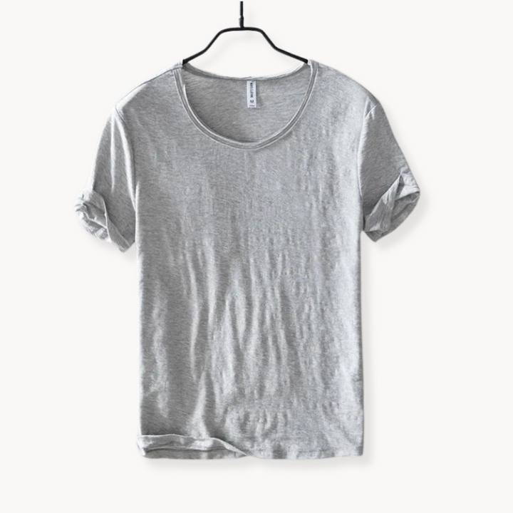Levoire | Chemise En Coton Manches Courtes Col Rond Élégance Quotidienne Gris