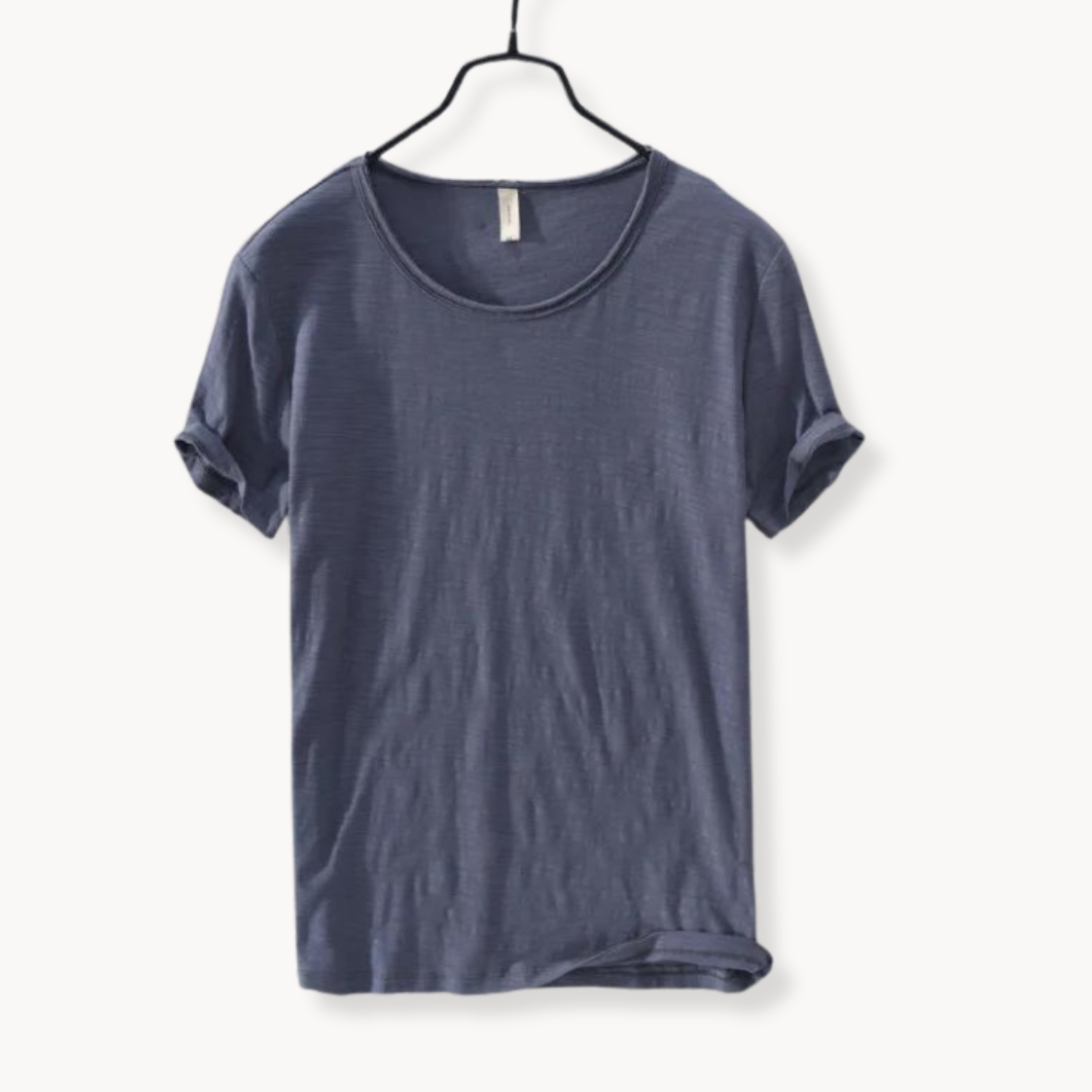 Levoire | Chemise En Coton Manches Courtes Col Rond Élégance Quotidienne Gris foncé