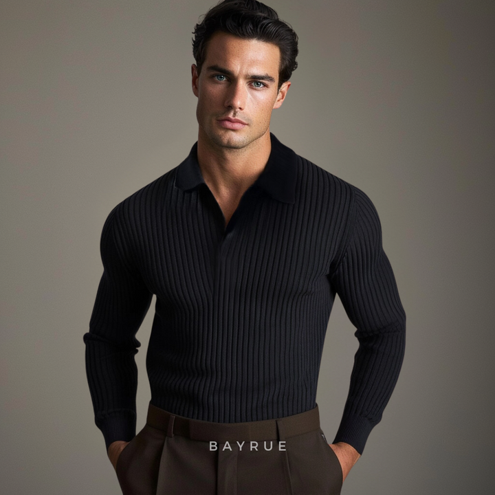Levoire | Chemise À Col Ouvert Manches Longues Style De Transition Intemporel Noir