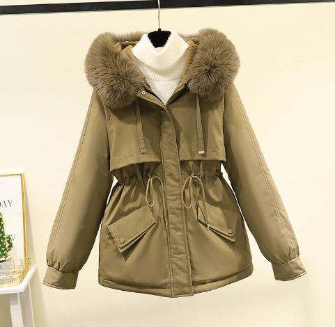 Levoire | Manteau d'hiver avec col fourrure Kaki