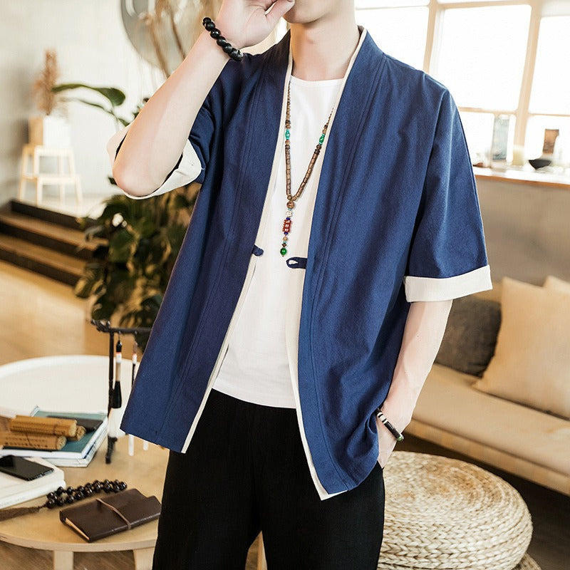 Levoire | Veste Au Style Chinois Bleu