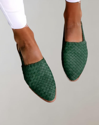 Levoire | Chaussures À Lacets Plates Avec Motif Tissé Vert