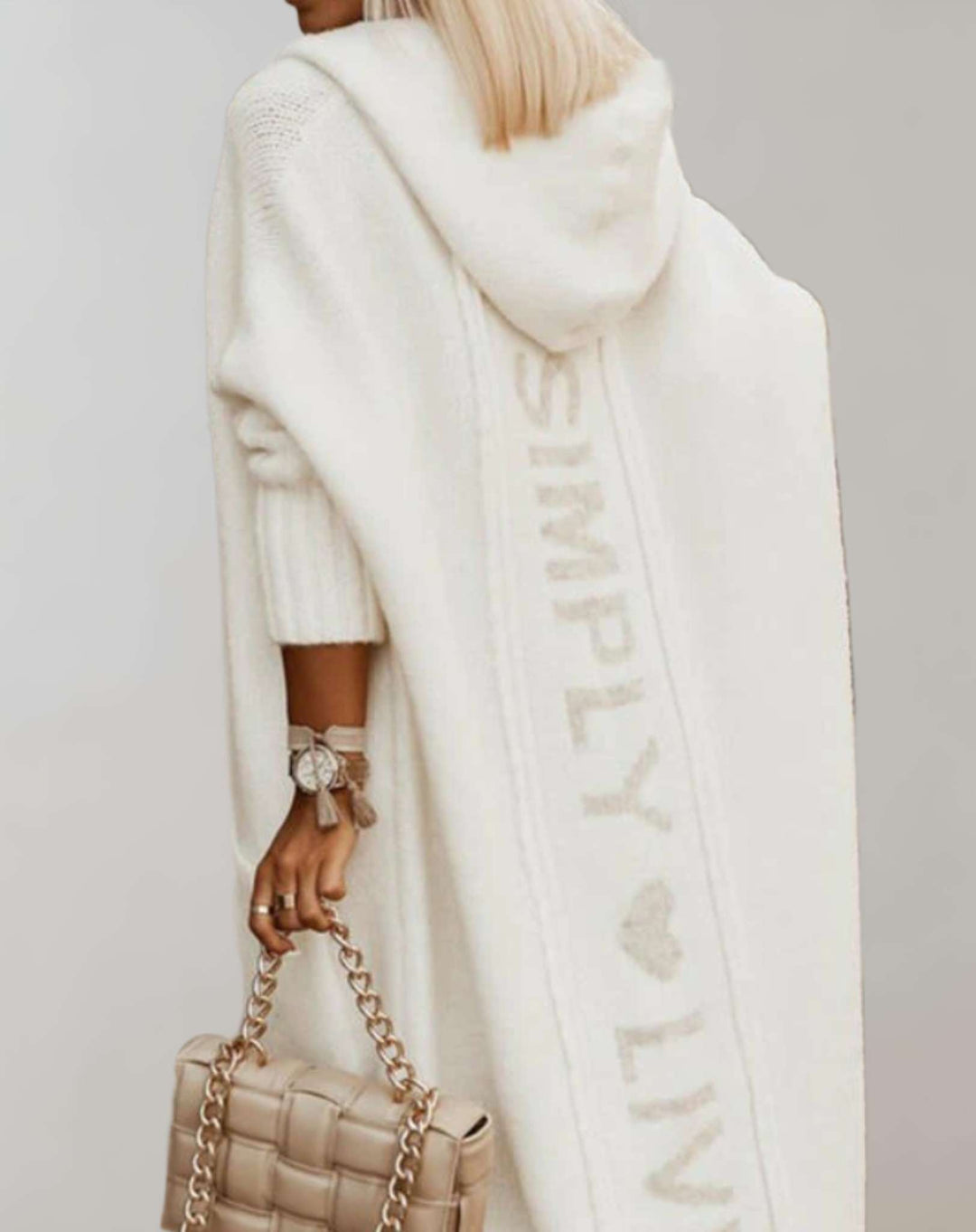 Levoire | Pull En Tricot Surdimensionné Avec Longue Capuche Blanc