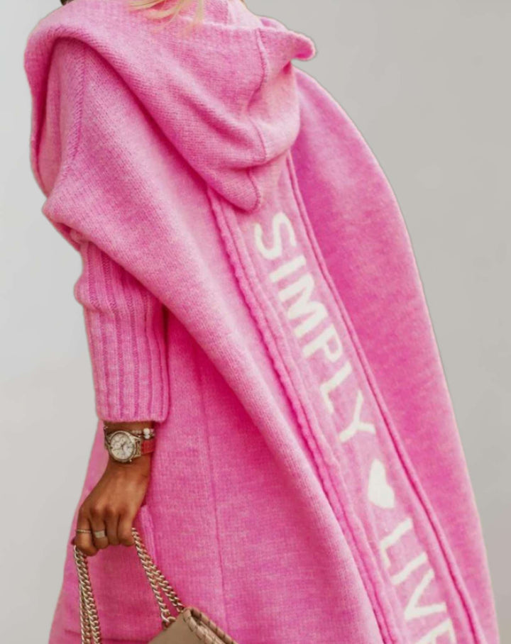 Levoire | Pull En Tricot Surdimensionné Avec Longue Capuche Rose hell