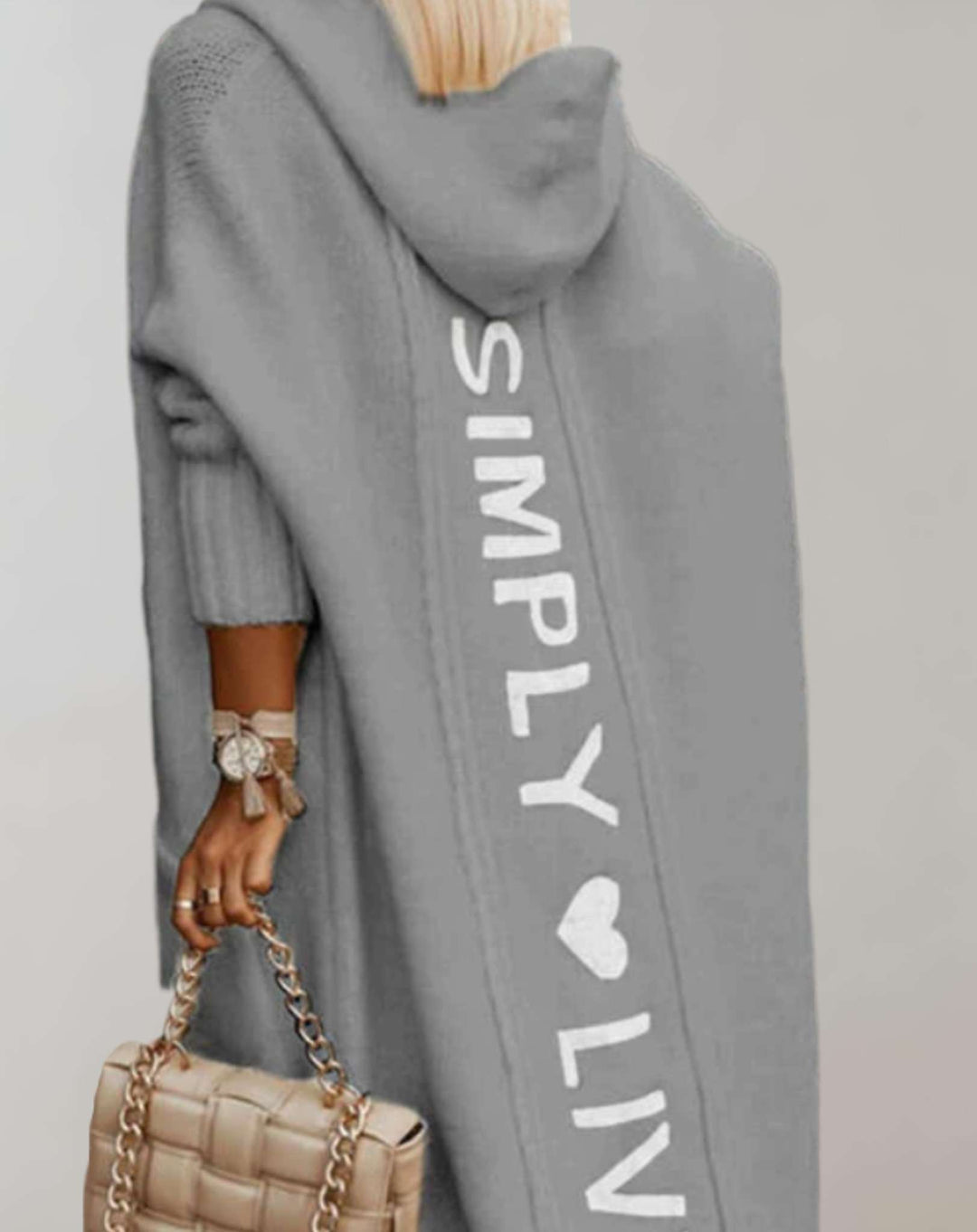 Levoire | Pull En Tricot Surdimensionné Avec Longue Capuche Gris