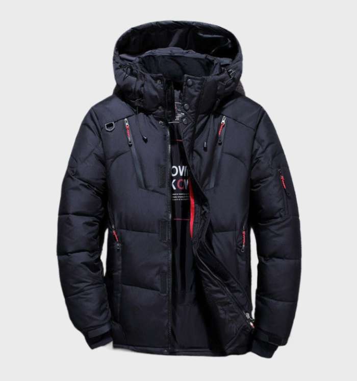 Levoire | Veste En Duvet Imperméable Avec Capuche Noir