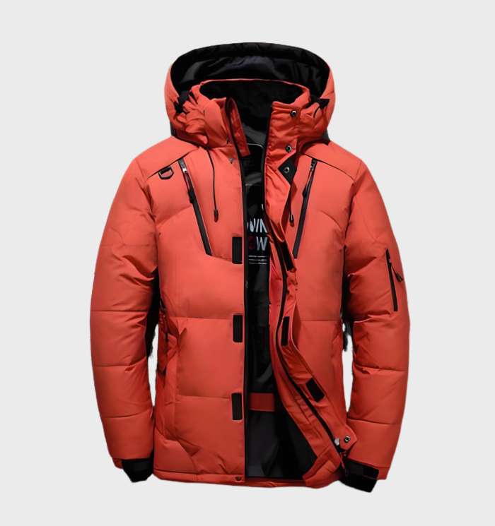 Levoire | Veste En Duvet Imperméable Avec Capuche Orange