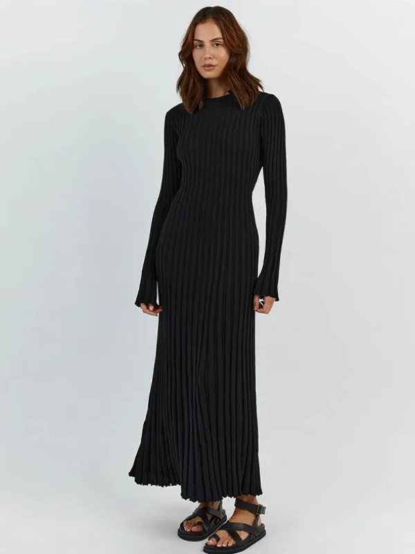 Levoire | Robe Maxi Tricotée Ajustée & Flatteuse NOIR