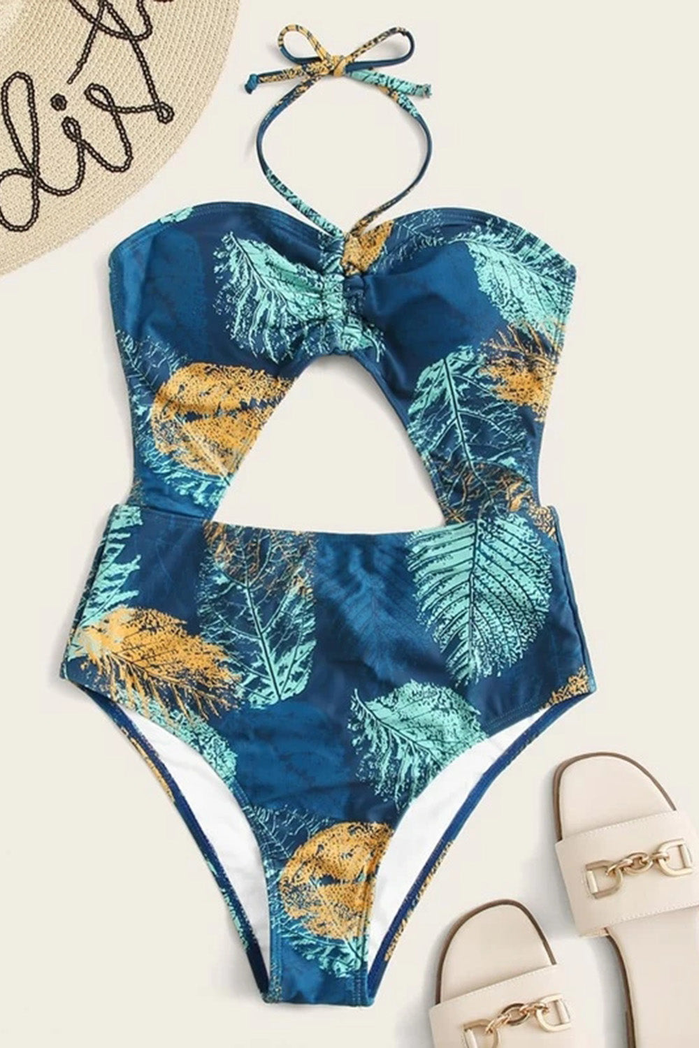 Levoire | Imprimé Bretelles Monokini Maillot de bain Bleu