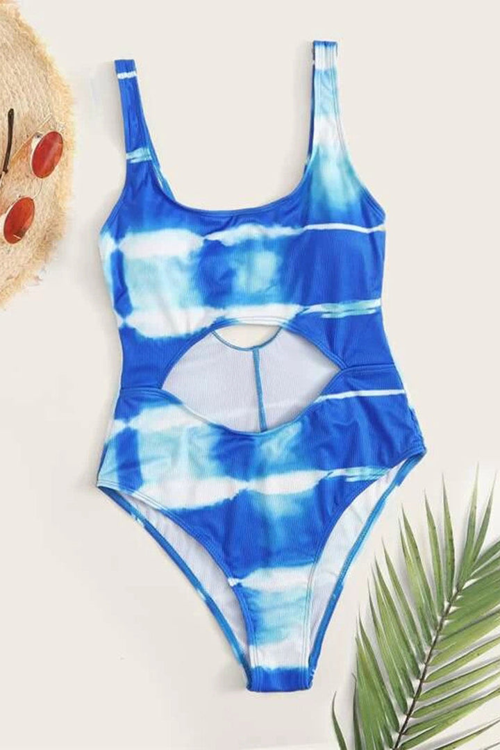 Levoire | Couleur Rib Cut-out Front Maillot de Bain Monopiece Bleu