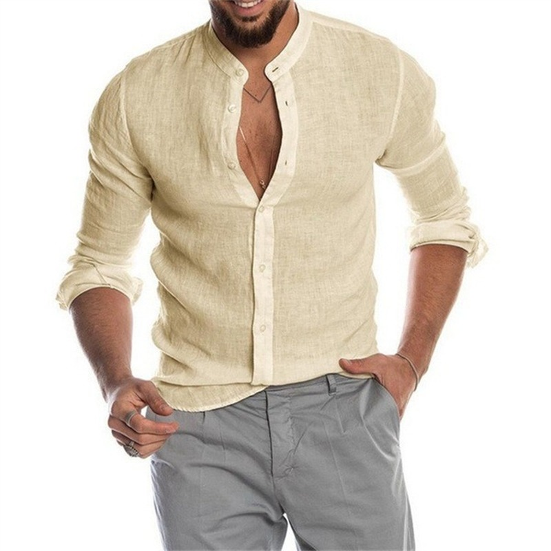 Levoire | Chemise En Lin Couleurs Unies Khaki