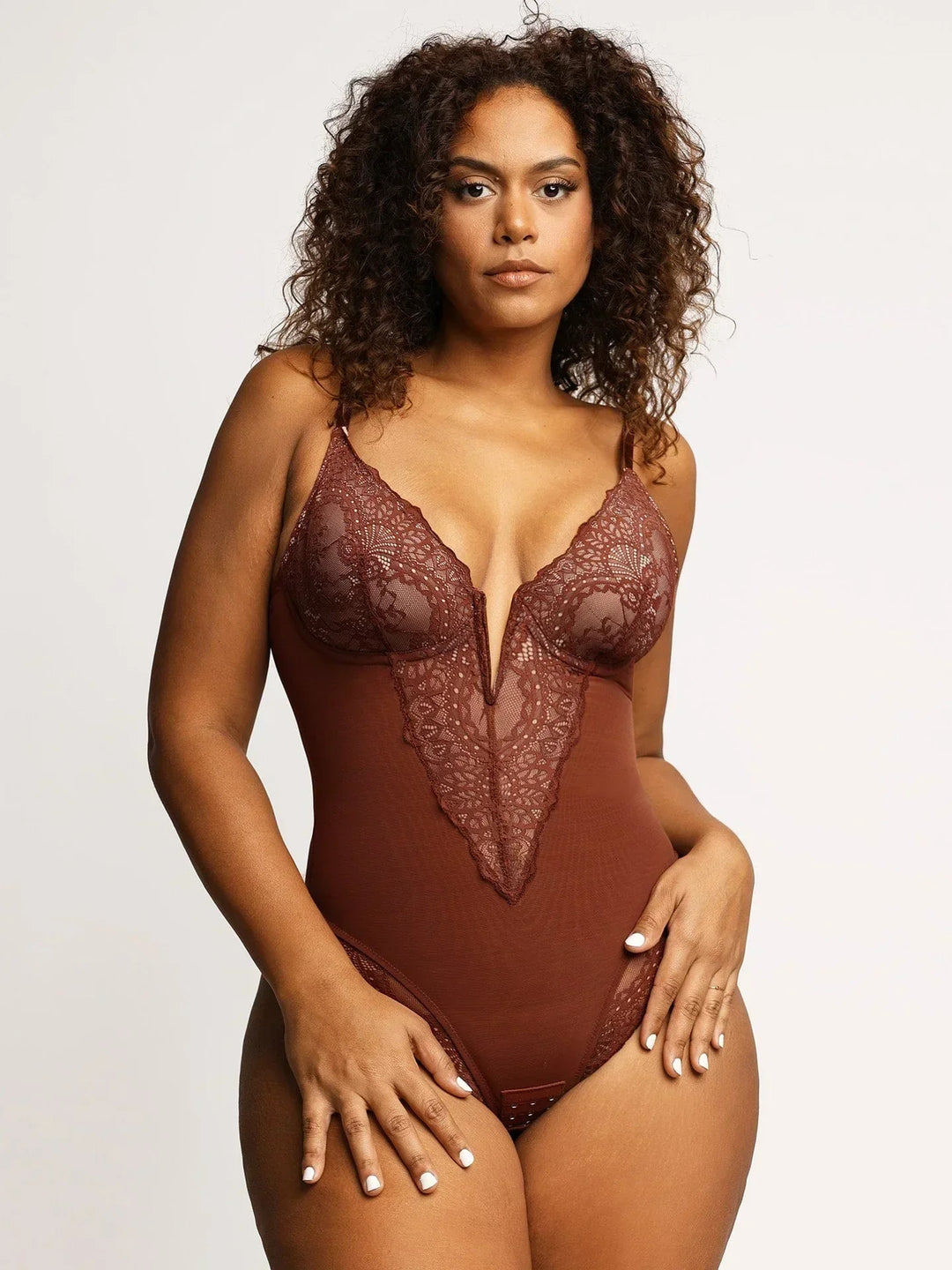Levoire | Body Sculptant Avec Décolleté V Profond Marron