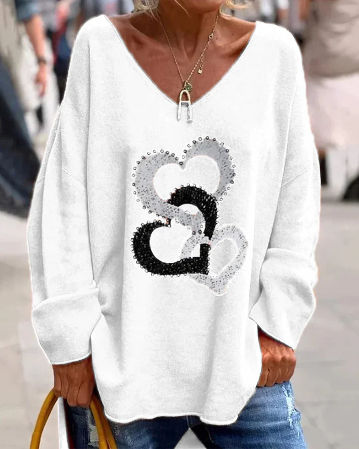 Levoire | Pull Graphique Confortable Pour Femmes Blanc