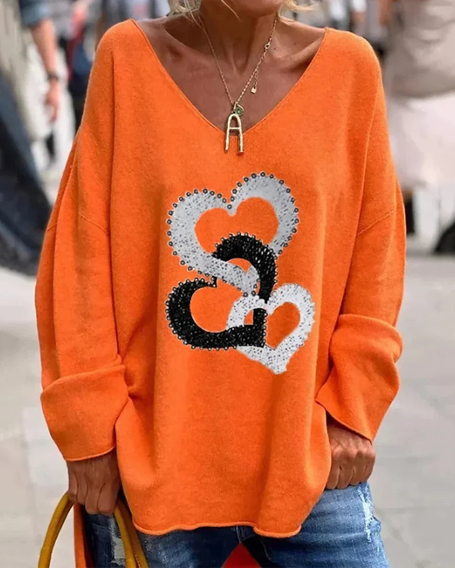 Levoire | Pull Graphique Confortable Pour Femmes Orange