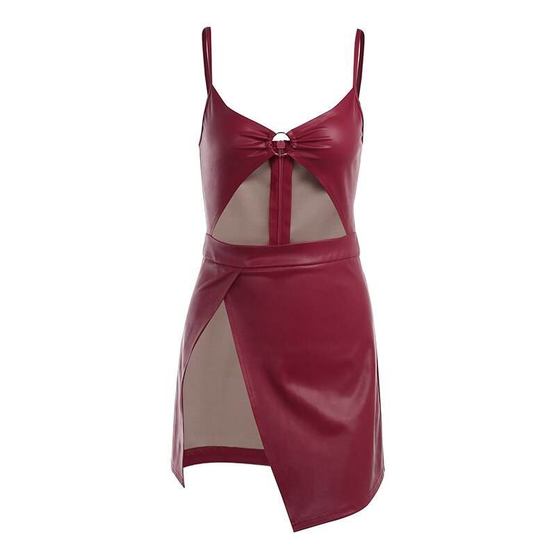 Levoire | Textile Cuir Creux Asymétrique Mini Robe