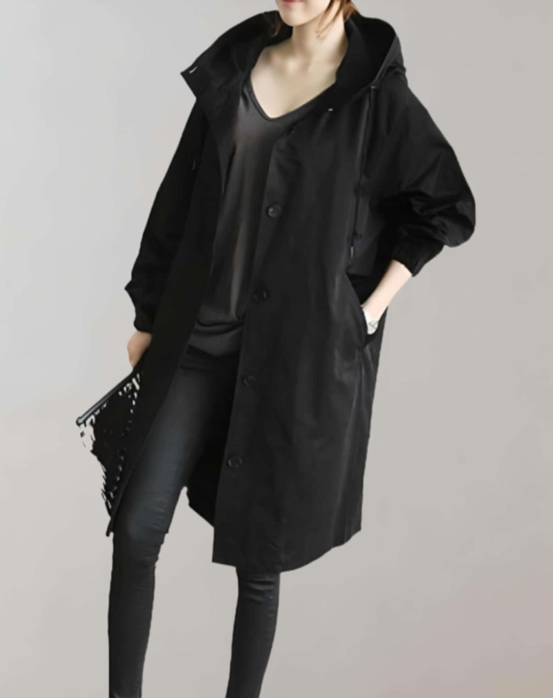 Levoire | Imperméable Et Chaud Trench-Coat Avec Capuche Noir