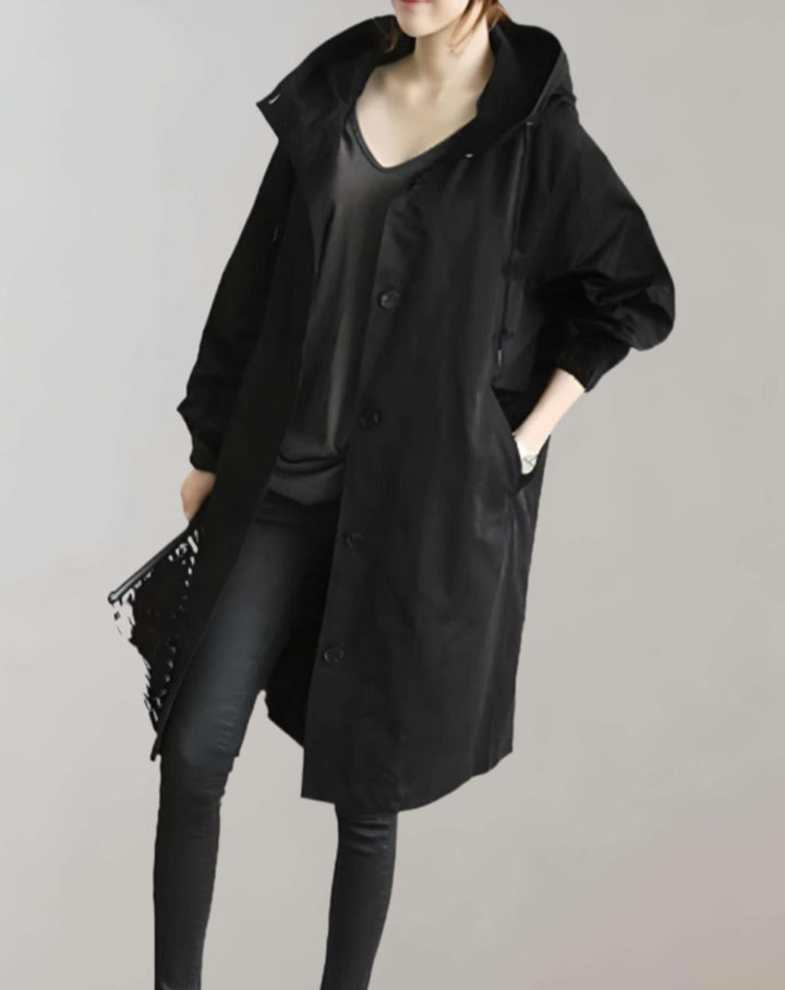 Levoire | Imperméable Et Chaud Trench-Coat Avec Capuche Noir