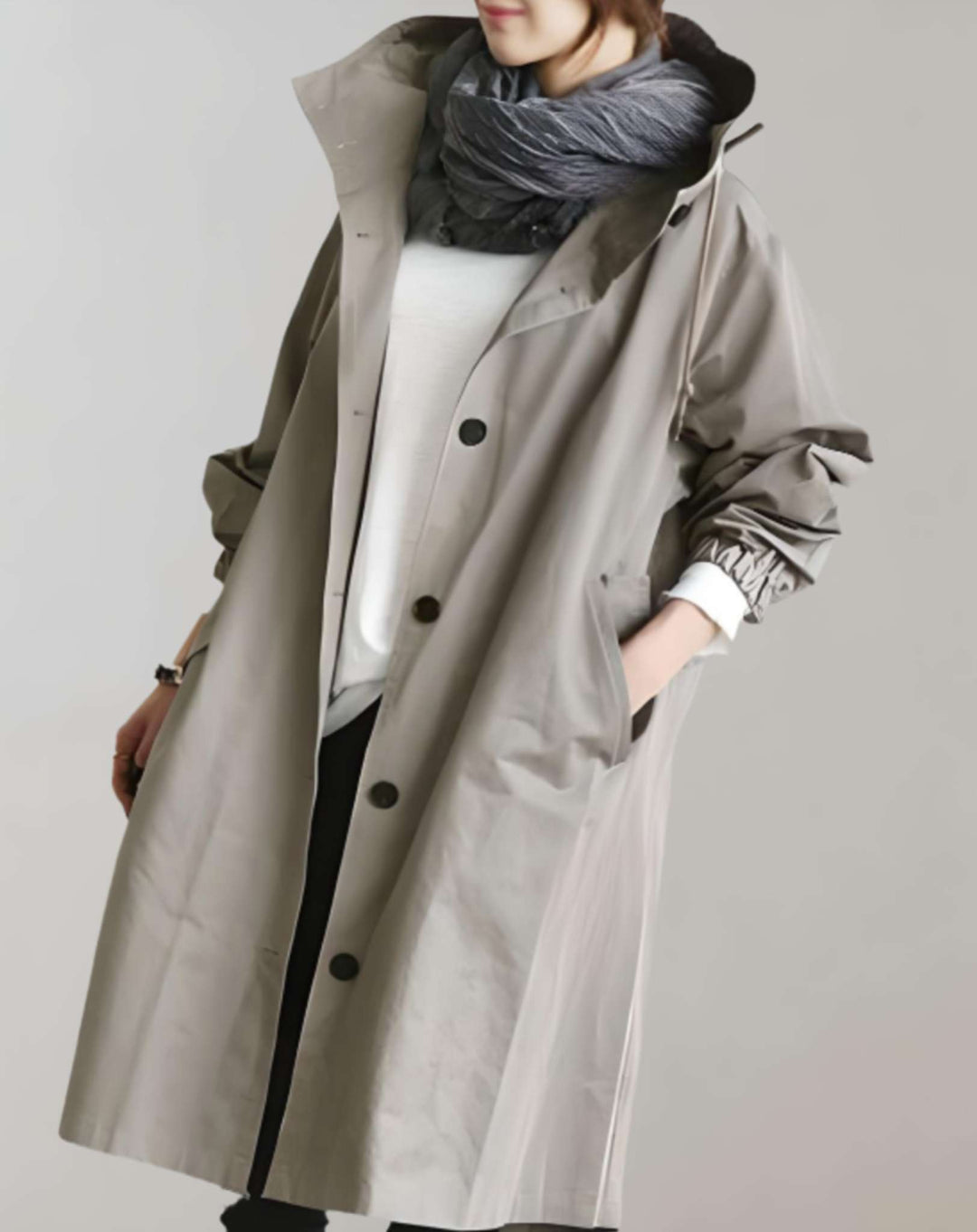 Levoire | Imperméable Et Chaud Trench-Coat Avec Capuche Gris