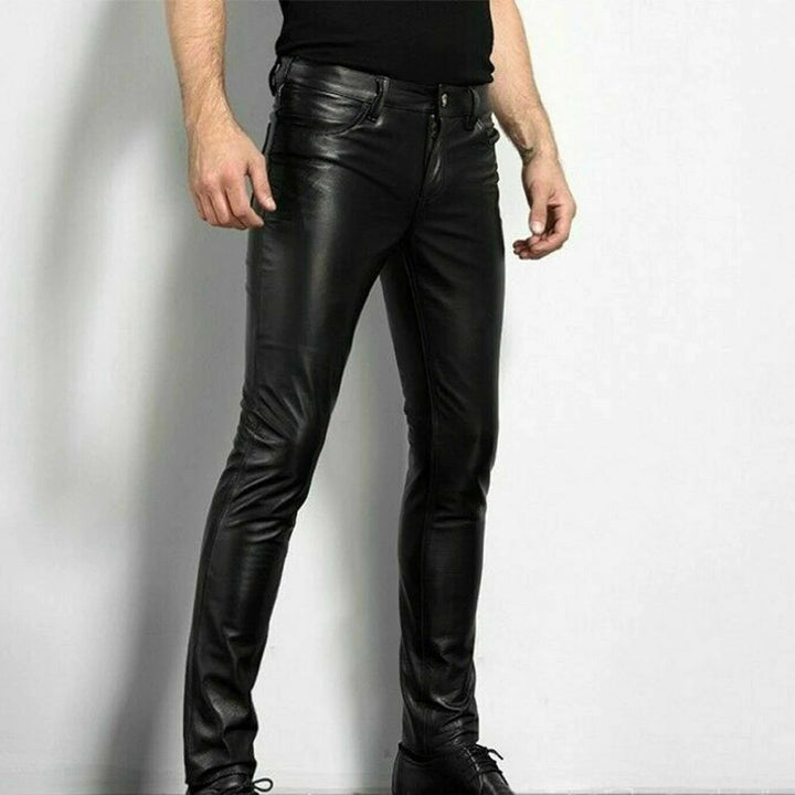 Levoire | Pantalons En Simili Cuir Noirs Pour Hommes Noir