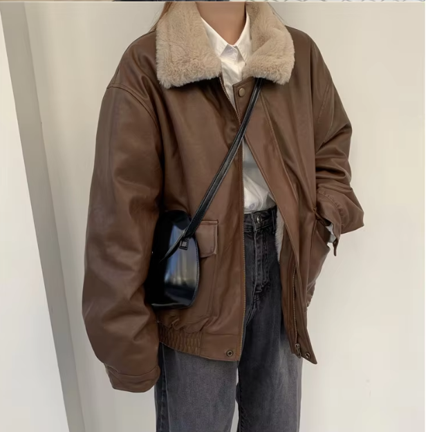 Levoire | Veste En Cuir Grande Taille À La Mode Avec Doublure Confortable