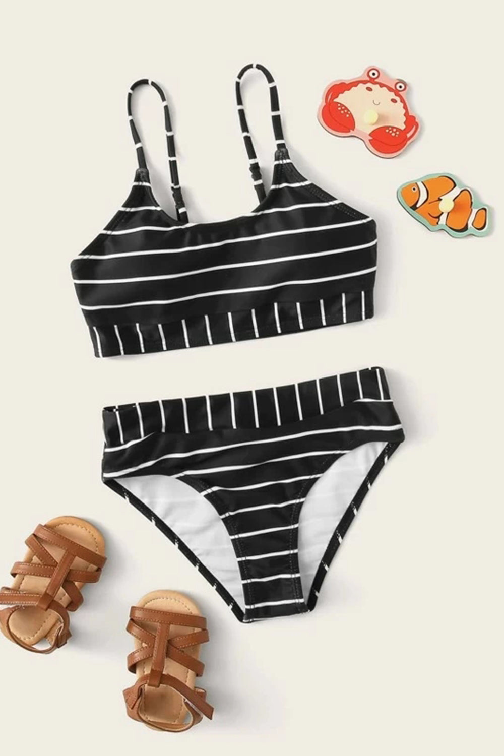 Levoire | Ensemble de bikini à rayures contrastées Noir