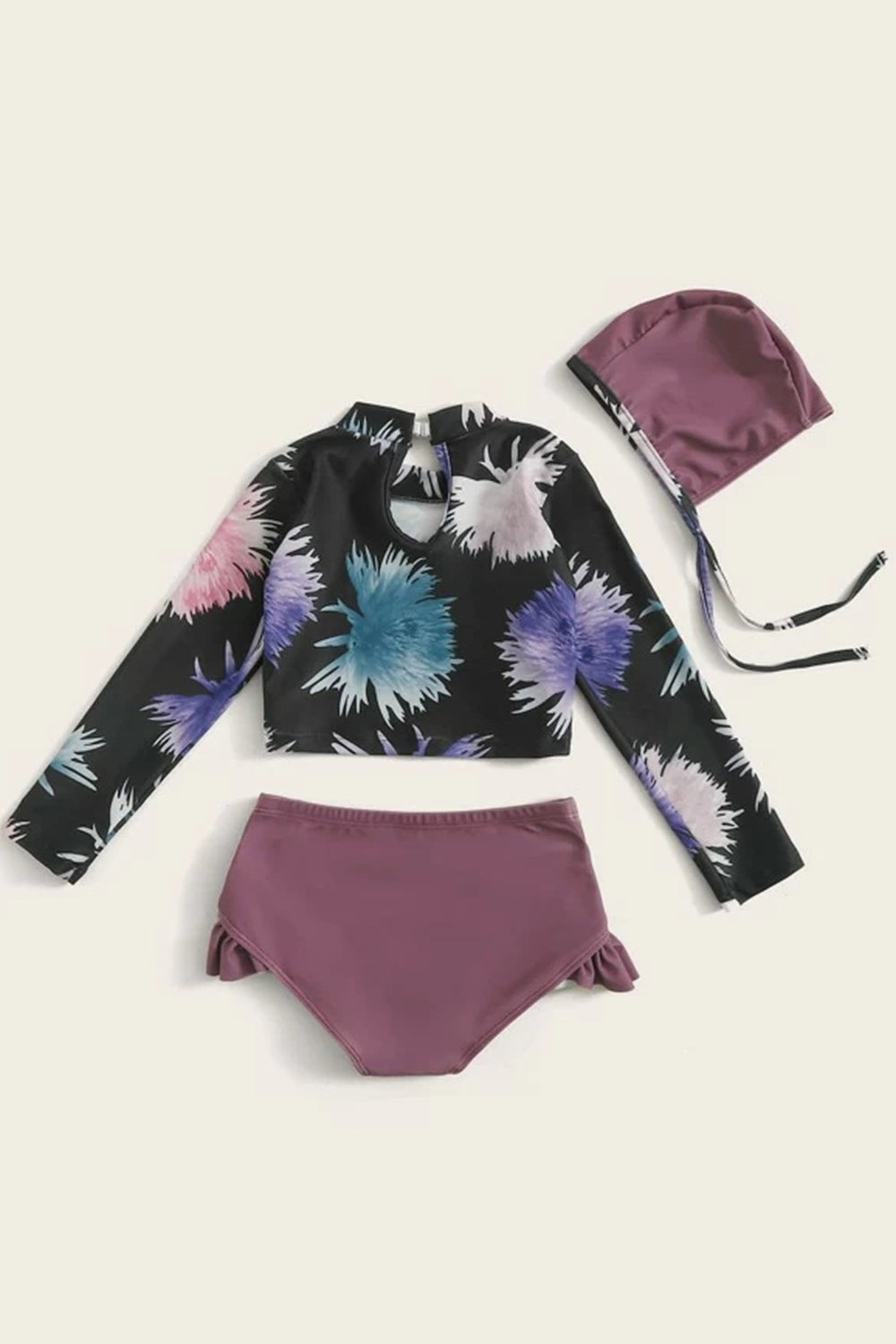 Levoire | Fille Lettres & Floral Imprimé Aléatoire Tankini & Chapeau