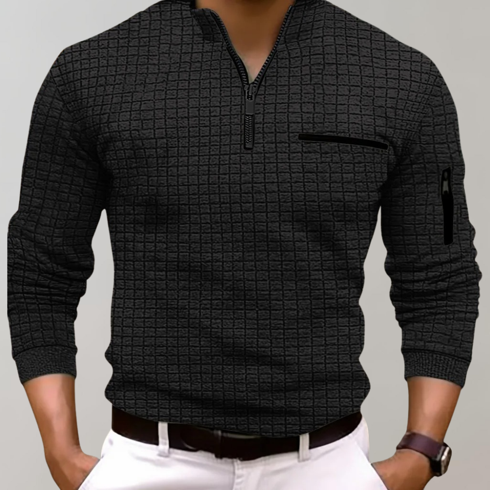 Levoire | Pull Demi-Zip Avec Poches Pour Hommes Noir