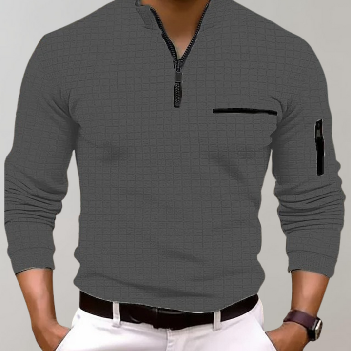 Levoire | Pull Demi-Zip Avec Poches Pour Hommes Gris