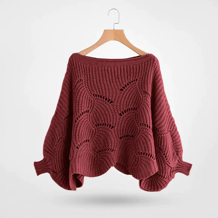 Levoire | Pull-Over En Tricot Avec Des Manches Chauve-Souris Bordeaux-rouge