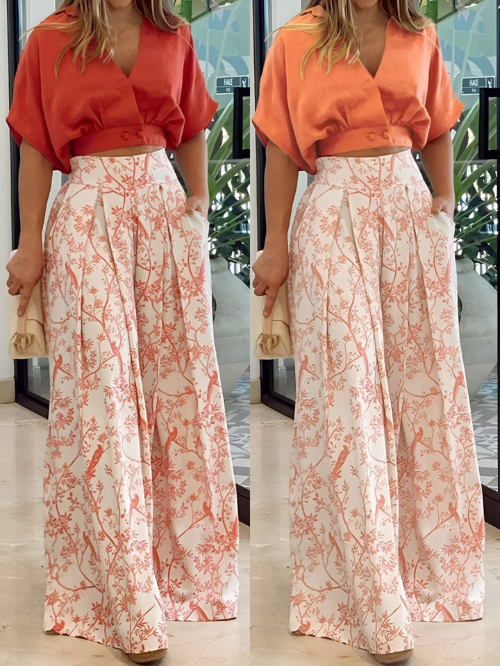 Levoire | Chemise V Neck Rennon, Avec Jupe Imprimée Ensemble Deux Pièces