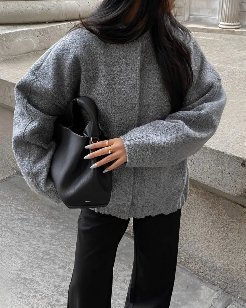 Levoire | Chic Col Rond Veste Avec Poche