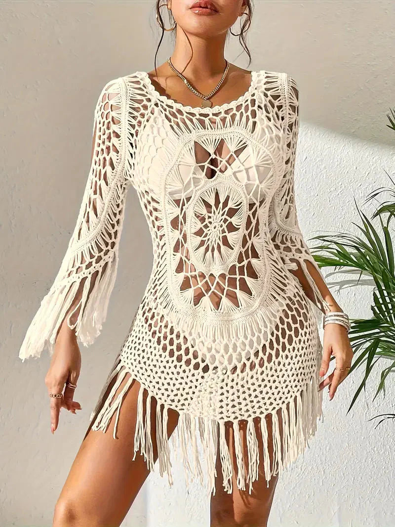 Levoire | Couverture Style Boho Manches Longues Maillot De Bain Tenues De Plage Abricot Une taille