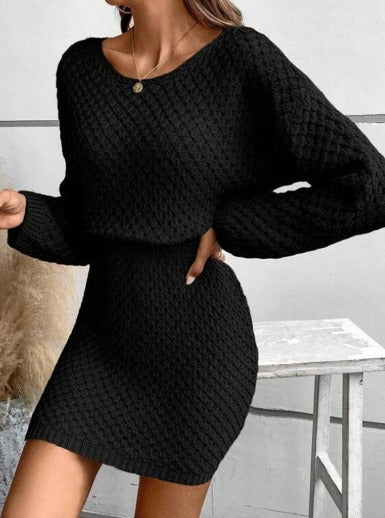 Levoire | Robe En Tricot Confortable À Manches Longues Pour Femmes Noir