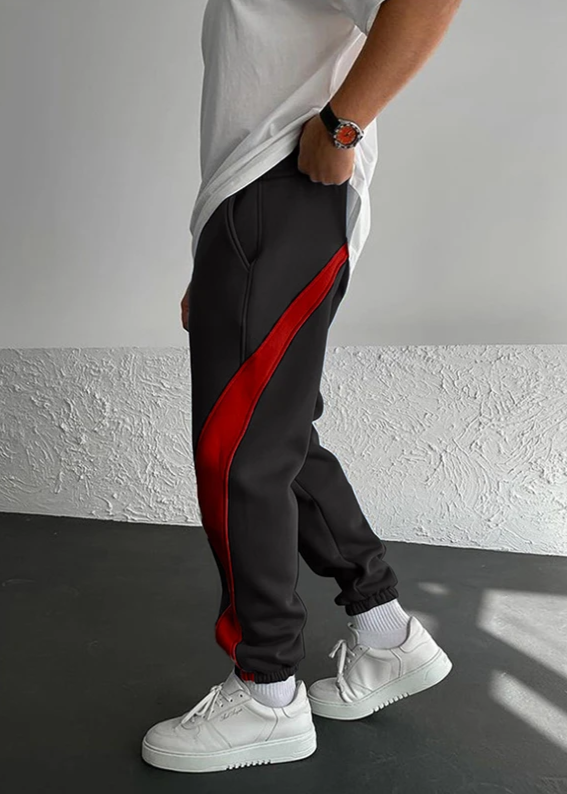 Levoire | Pantalon De Sport Moderne Pour Hommes Imprimé Noir-Rouge