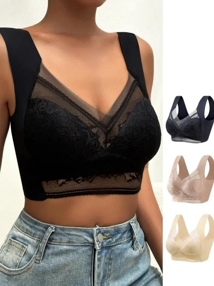 Levoire | Set, Dentelle, Push Up, Sans Fil, Lingerie Set B (3 pièces)