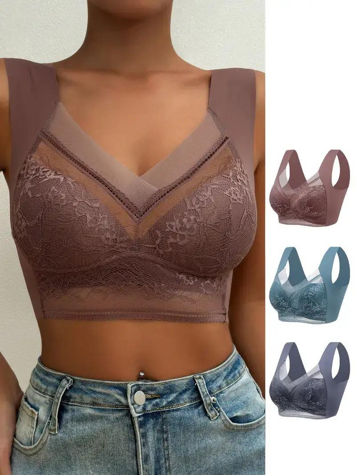 Levoire | Set, Dentelle, Push Up, Sans Fil, Lingerie Set A (3 pièces)