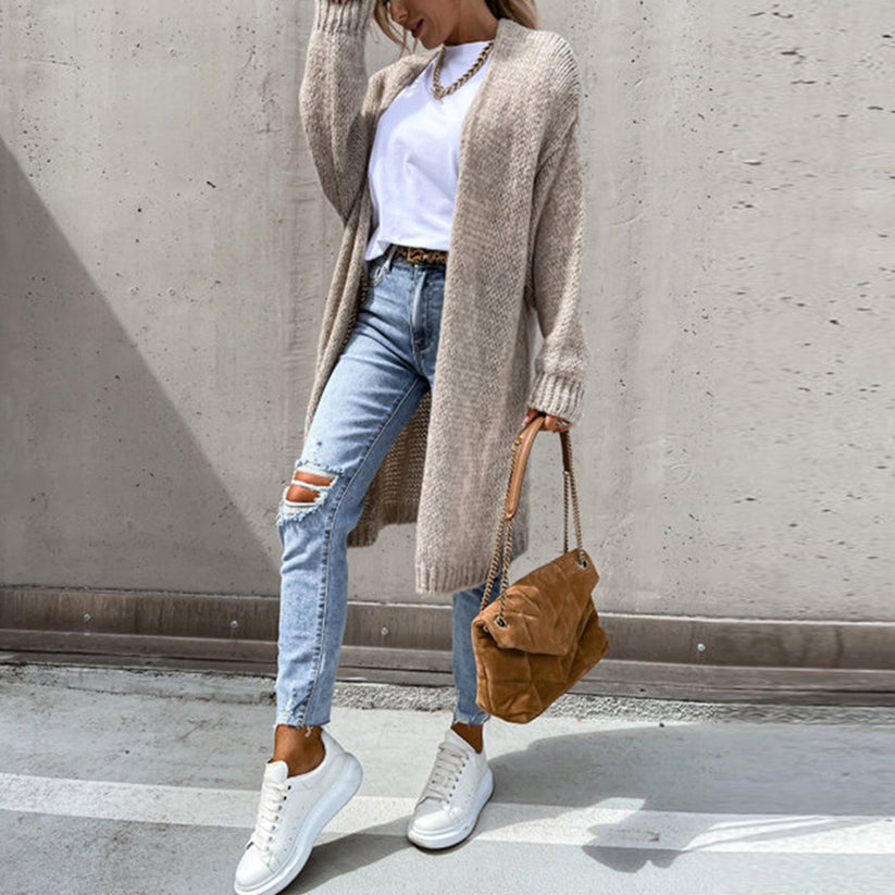 Levoire | Pull Long À Manches Longues À Coupe Large Pour Confort Et Style Beige