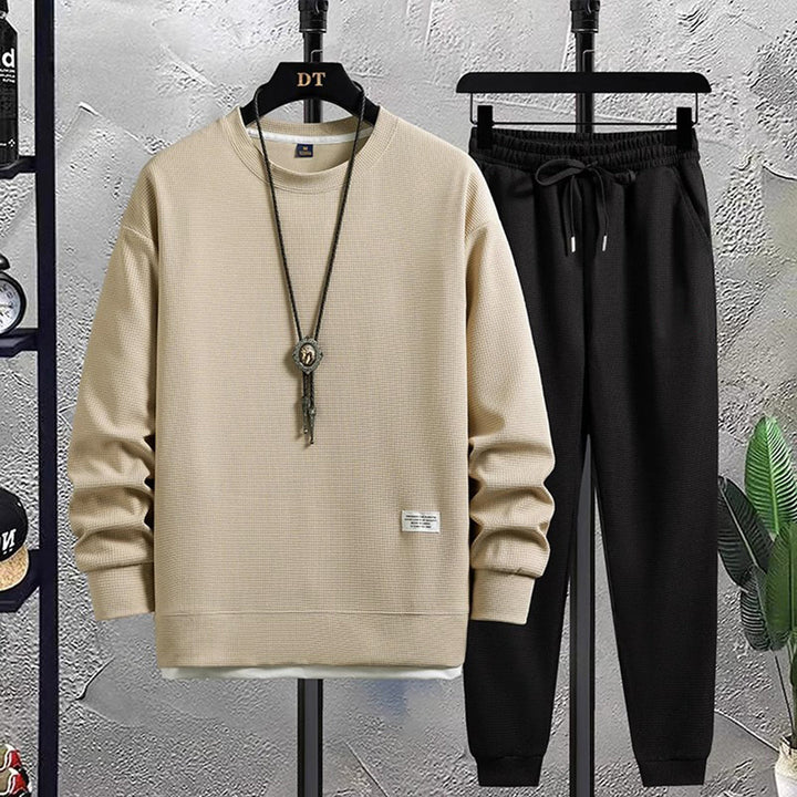 Levoire | Ensemble De College Pour Hommes Dans Un Style À La Mode Beige-Noir