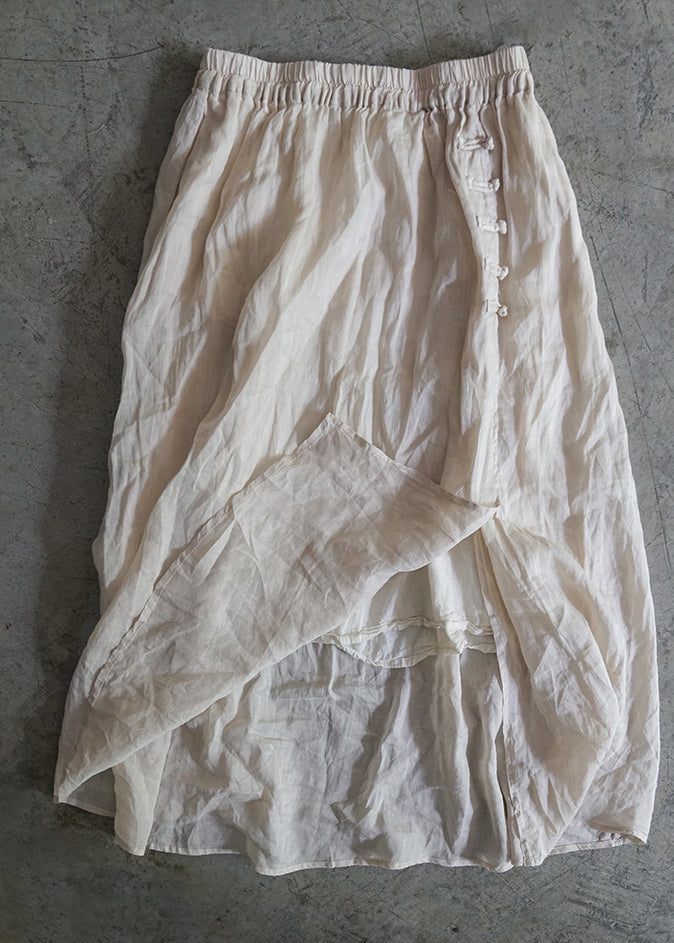 Levoire | Robe En Lin Taille Élastique Design Asymétrique Printemps
