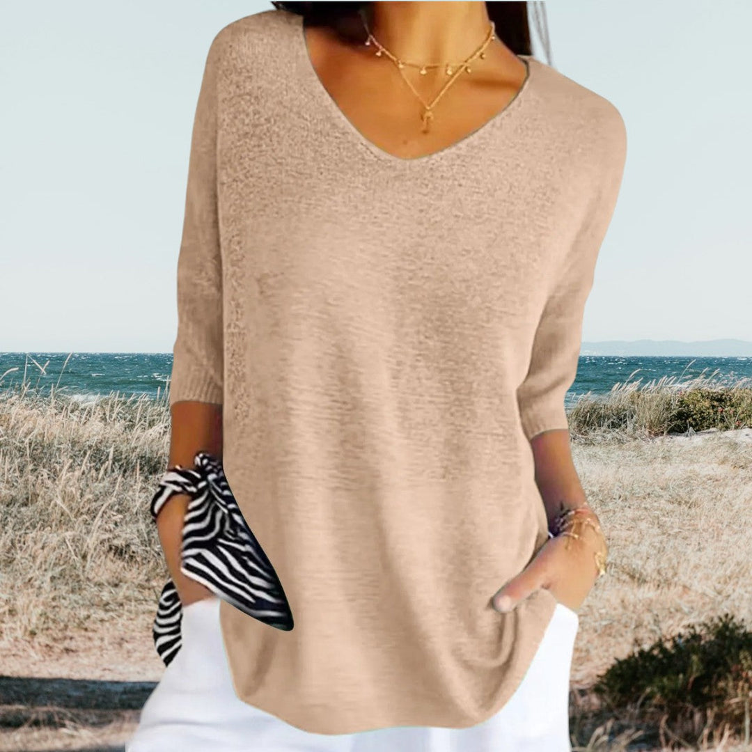 Levoire | Haut confortable à encolure en V Beige