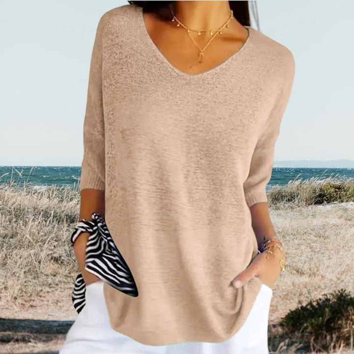 Levoire | Haut confortable à encolure en V Beige
