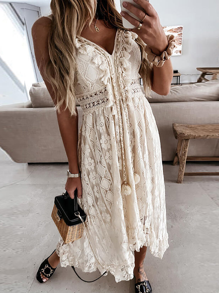 Levoire | Robe d'été : Une robe élégante et chic Beige