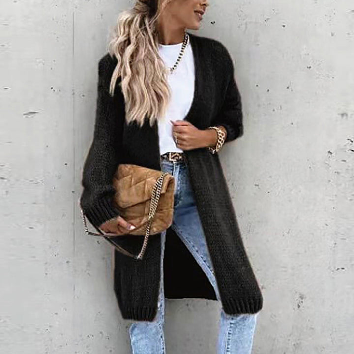 Levoire | Veste Tricot Longue Confortable Pour Femmes Noir