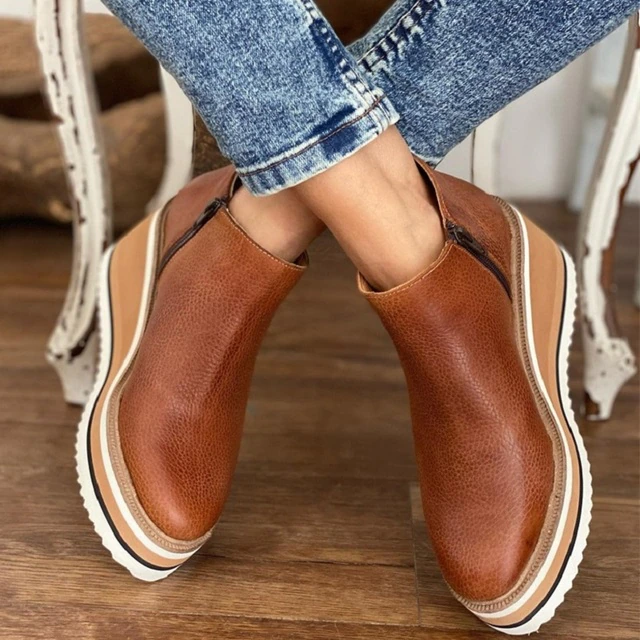 Levoire | Bottes En Cuir Chaussures Pour Femmes Avec Semelle Ergonomique Café