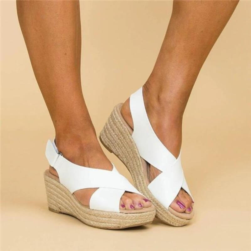 Levoire | Sandales À Talons Compensés Chics Avec Brides Croisées Blanc