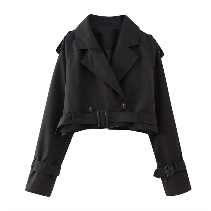Levoire | Ceinture Veste Trench Courte Femme Noir