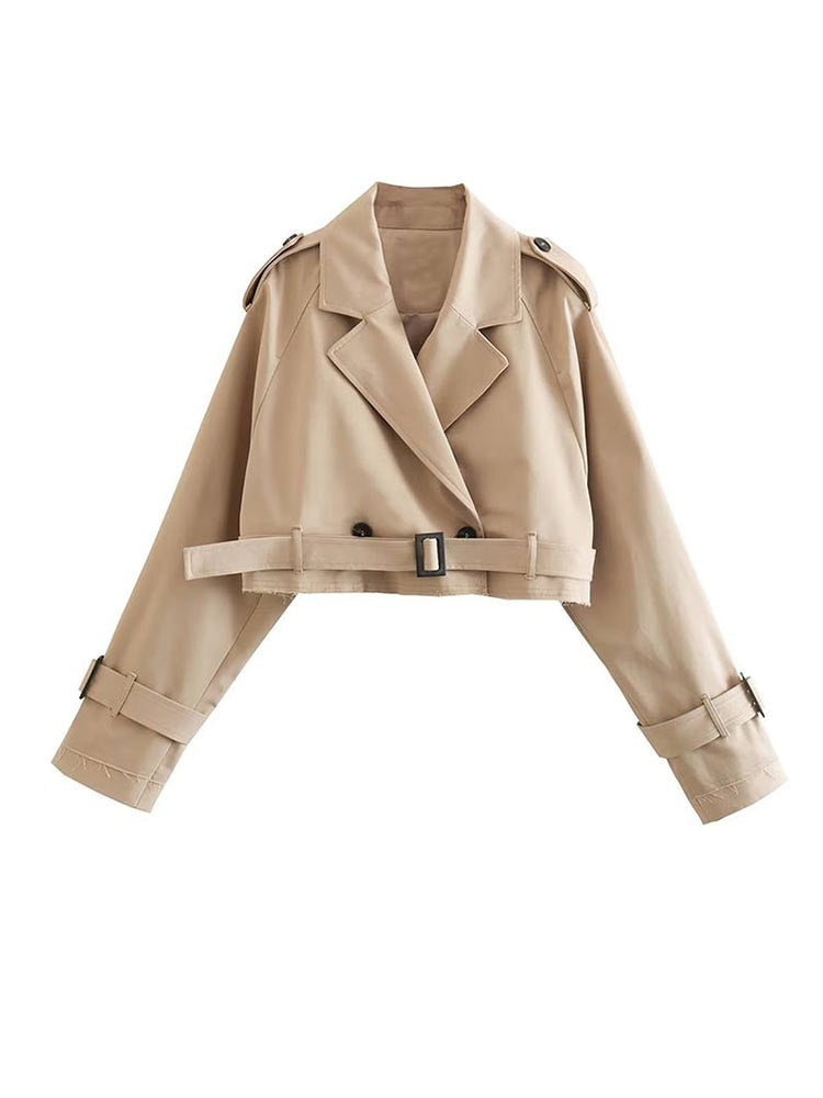 Levoire | Ceinture Veste Trench Courte Femme Khaki