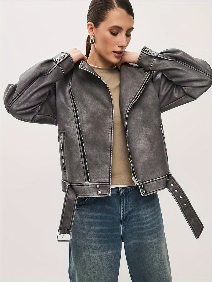 Levoire | Veste Pour Femmes En Cuir Grande Taille Avec Ceinture