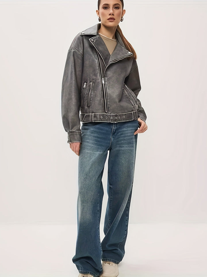 Levoire | Veste Pour Femmes En Cuir Grande Taille Avec Ceinture